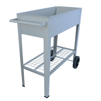 Mobile Metal Raised Garden Bed Cart with Legs, Elevated Tall Planter Box with Wheels for Outdoor Indoors House Patio Backyard Vegetables Tomato DIY Herb Grow (Gray)