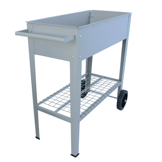 Mobile Metal Raised Garden Bed Cart with Legs, Elevated Tall Planter Box with Wheels for Outdoor Indoors House Patio Backyard Vegetables Tomato DIY Herb Grow (Gray)