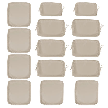 Cushion Covers for 7 Pcs (6-Seaters) Wicker Rattan Sectional Sofa,  14Pack Cushion Slipcovers Set Seat and Back,Outdoor Cushion Slipcover with Zipper, Khaki(Only Cover) Khaki