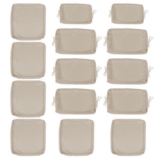 Cushion Covers for 7 Pcs (6-Seaters) Wicker Rattan Sectional Sofa,  14Pack Cushion Slipcovers Set Seat and Back,Outdoor Cushion Slipcover with Zipper, Khaki(Only Cover) Khaki