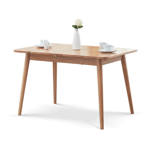 Natural solid oak round corner diagonal leg telescopic table 1.2-1.6m, for 6-8 people to meet 
 Dining table wood (light color)