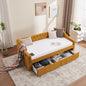 Twin Size Upholstered Daybed with Storage Drawers, Solid Wood Sofábed Bed Frame with Velvet Fabric & Wood Slat Support for Bedroom, Living Room, Office,Yellow