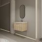 30' Wall-Mounted Bathroom Vanity whit Ceramic Sink, 2-Soft Closing Door, Oak, Plywood