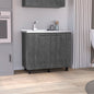 2 Freestanding Utility Base Cabinet with Stainless Steel Countertop and 2-Door, Smokey Oak