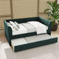 Twin Size Upholstered Velvet Tufted Daybed with Trundle, Green