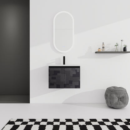 24'' Floating Wall-Mounted Bathroom Vanity With Ceramics Sink & Soft-Close Cabinet Door, KD-Package