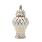 White and Gold Ceramic Decorative Ginger Jar Vase