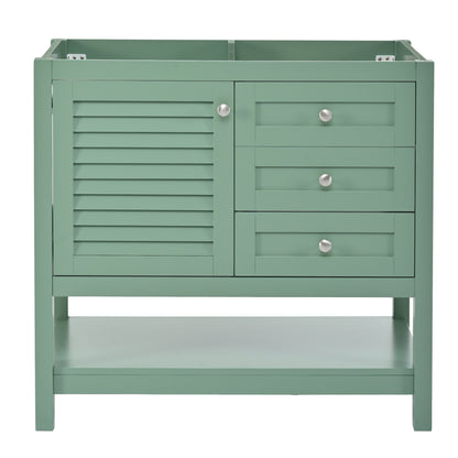 36'' Bathroom Vanity without Sink, Free Standing Vanity Set with 2 Drawers& Soft Closing Doors, Bathroom Storage Cabinet with Solid Wood Feet, Green (NOT INCLUDE BASIN SINK)