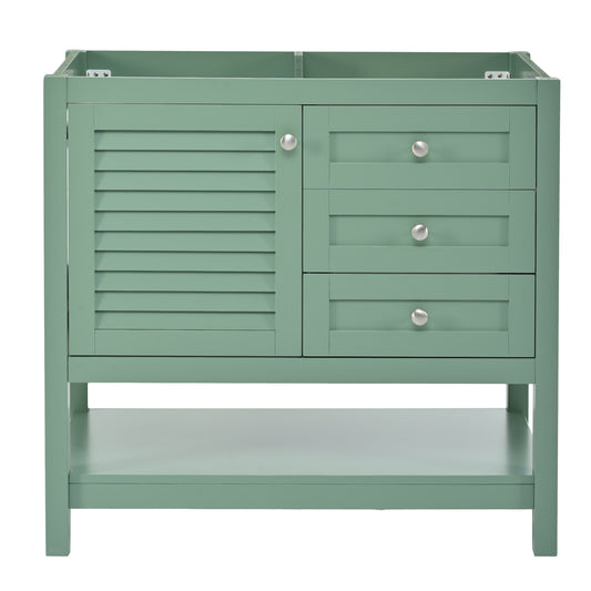 36'' Bathroom Vanity without Sink, Free Standing Vanity Set with 2 Drawers& Soft Closing Doors, Bathroom Storage Cabinet with Solid Wood Feet, Green (NOT INCLUDE BASIN SINK)