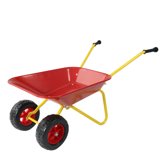 Children's metal trolley, children's trolley, children's heavy vehicle, metal structure two-wheeled trolley, steel pallet, can be used in gardens, loading leaves, soil, sand, etc. (red)