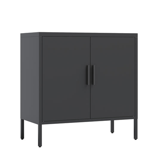 Metal Storage Cabinet with Doors and Adjustable Shelves, Steel Garage Storage Cabinet, Metal File Cabinet for Home Office School Gym, Black