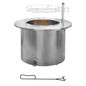 Outsunny 2-in-1 Smokeless Fire Pit, BBQ Grill, 25' Portable Wood Burning Firepit with Cooking Grate, Ash Tray & Poker, Low Smoke Camping Bonfire Stove for Patio Picnic, Stainless Steel, Silver