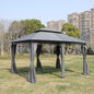13x10 Outdoor Patio Gazebo Canopy Tent With Ventilated Double Roof And Mosquito net(Detachable Mesh Screen On All Sides),Suitable for Lawn, Garden, Backyard and Deck,GREY Top