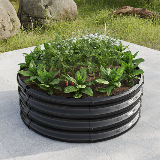 32.08'*11.4' Tall Round Raised Garedn Bed,Metal Raised Beds for Vegetables, Outdoor Garden Raised Planter Box, Backyard Patio Planter Raised Beds for Flowers, Herbs, Fruits Black