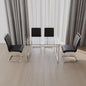 51 inch Glass Dining Table Set for 4, Dining Table & Chair Sets with Silver Plating Legs for Kitchen, Modern Rectangle Tempered Glass Table Top and  PU Dining  armless Chair for Dining Room