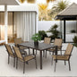 7 Pieces Patio Dining Set,  Outdoor Furniture Table and 6 Textilene Chairs, Outdoor Furniture with Rectangular Table and 6 Stackable Chairs Family Conversation Set for Garden Backyard Deck-Brown