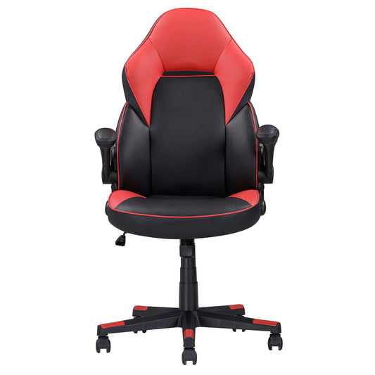 Adjustable Faux Leather Ergonomic Gaming Chair, Computer Desk/Office Chair, Black/Red