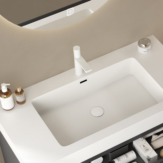 36' Integrated Rectangular Undermount Basin without Drain and Faucet, White