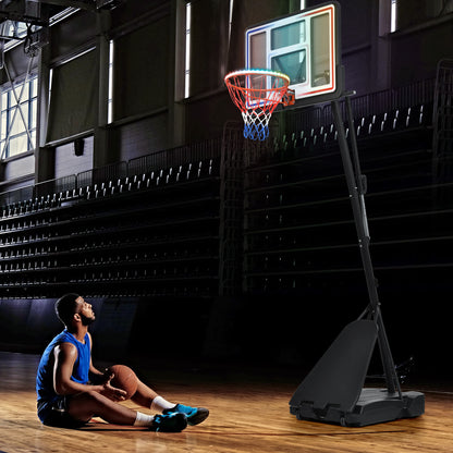 Portable Basketball Hoop Basketball System 8-10ft Height Adjustable for Youth Adults LED Basketball Hoop Lights, Colorful lights, Waterproof,Super Bright to Play at Night Outdoors,Good Gift for Kids