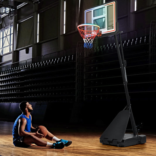 Portable Basketball Hoop Basketball System 8-10ft Height Adjustable for Youth Adults LED Basketball Hoop Lights, Colorful lights, Waterproof,Super Bright to Play at Night Outdoors,Good Gift for Kids