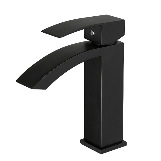 Black Bathroom Faucet, Brushed Black  Faucet for Bathroom Sink, Black Single Hole Bathroom Faucet Modern Single Handle Vanity Basin Faucet