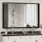 36x30inch Glossy Black Bathroom Mirrors For Wall Rectangle Vanity Mirror Corner Hangs Farmhouse Mirror Modern Metal Framed Rectangular Mirror, Decorative Square Corner Mirror(Horizontal & Vertical)
