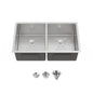 33'x19' Embedded Double Bowl Kitchen Sink, Undermount Handmade Sink in Brushed (Sink only)