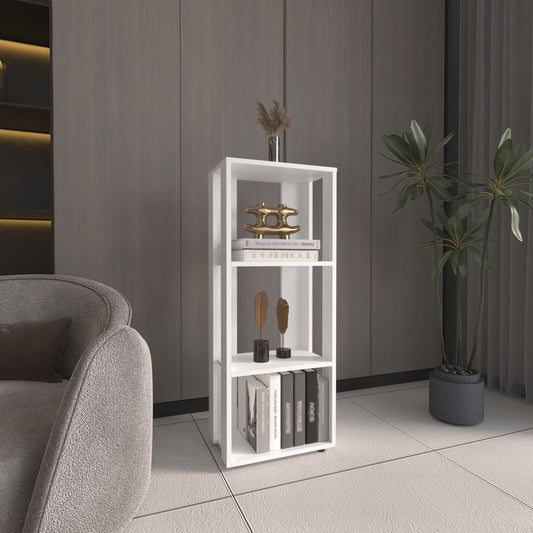 Eco 39' Tall Four-Tier Bookcase, Living Room, Storage Cabinet, Shelves White