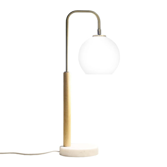 Bedroom Table Lamp Nordic Home Creative Romantic Warm Marble Study Room Desk Bedside Lamp, Auris White Globe Lampshade Table Lamp with Marble Base 110V