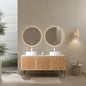 MUNIN 60' Bathroom Vanity with 2 Sinks, Freestanding Plywood Storage Cabinet with 5 Metal Legs, 3 Drawers and 2 Doors, White Ceramic Basin without Faucet, Pre-assembled, Oak Woodgrain Color
