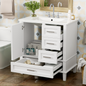 30' Bathroom Vanity , Modern Bathroom Cabinet with Sink Combo Set, Bathroom Storage Cabinet with a Soft Closing Door and 3 Drawers, Solid Wood Frame(White)