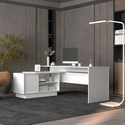 Emery L-Shaped 70' Wide Desk with One Cabinet and Two Open Shelves