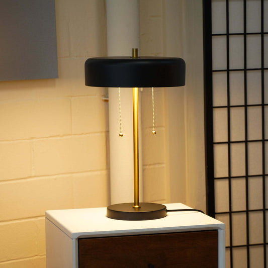Bedroom Table Lamp Nordic Home Creative Romantic Warm Study Room Desk Bedside Lamp, Obni Table Lamp with Black outer and White inner 110~120V