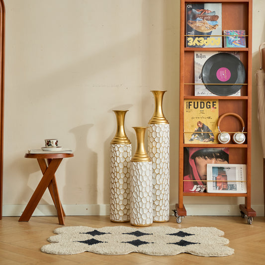 Floor metal vase modern style decoration home white metal vase set of 3 gorgeous home decoration large glazed metal vases
