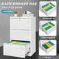 Filing Cabinet Lateral File Cabinet 3 Drawer, White Filing Cabinets with Lock, Locking Metal File Cabinets Three Drawer Office Cabinet for Legal/Letter/A4/F4 Home Offic