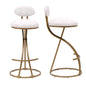 Modern Gold S-shaped Bar Stools Set of 2 with Backrest Floral Print Upholstered Dining Chairs Counter Height for Kitchen Island
