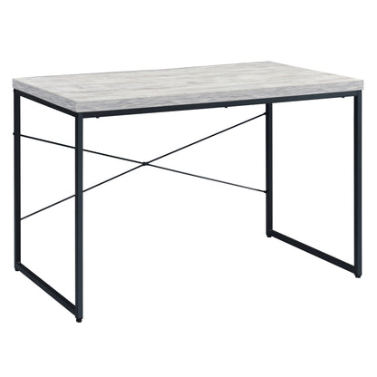 Antique White and Black Writing Desk with Metal Sled Base