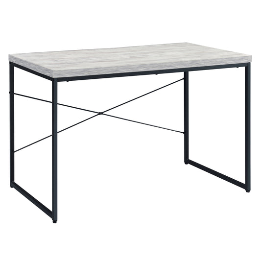 Antique White and Black Writing Desk with Metal Sled Base