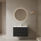 BRON 30' Bathroom Vanity with Sink, Wall-Mounted Floating Plywood Bathroom Storage Cabinet with 2 Drawers, White Ceramic Basin with Sink Hole Cover and Drain, Pre-assembled, Dark Oak Woodgrain Color