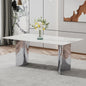 Modern minimalist dining table. The white imitation marble glass desktop is equipped with silver metal legs. Suitable for restaurants and living rooms  71' *39.3' *29.5'  DT-69