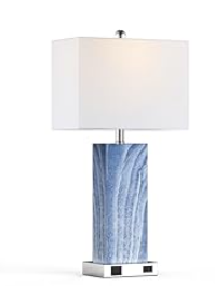 Touch Control Table Lamps Set of 2, Modern Contemporary Bedside Lamp with 2 USB Ports 1 AC Outlet, 3-Way Dimmable Nightstand Lamp Faux Marble Gold Black Rectangular Shade for Living Room Bedroom