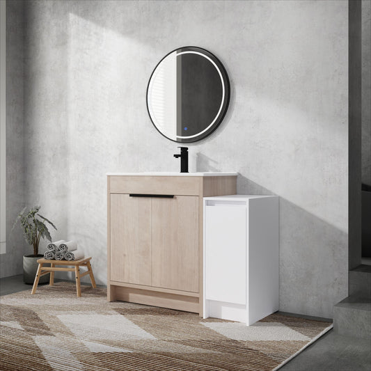 42 Inch Freestanding Bathroom Vanity with Ceramic Sink and Storage Cabinets, Soft Closing Door, 02430+0312 Combination Cabinet, KD-Package
