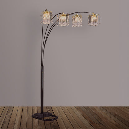 1pc Modern Design Classic Luxury Sleek Multi-head Floor Arc Lamp Half Moon Radiant Crystal-encrusted Sleek Metallic Stems Living Room Black Arc Lamp