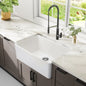 24 Inch White Fireclay Farmhouse Sink-24x 16 White Farm Sink for Small Kitchen and Laundry, Apron Front Porcelain Ceramic Sink Single Basin with Bottom Grid and Strainer