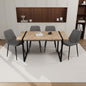 59' MDF light wood dining table and modern dining chair 4-piece set, medieval wooden kitchen dining table set, rectangular metal base, dining table and suede chair