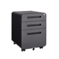 Rounded 3 drawer mobile filing cabinet, simple style multifunctional legal/letter/A4 file storage cabinet, 5-wheel design with anti tilt cold-rolled steel material