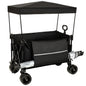 Collapsible Foldable Extended Wagon with canopy,480lbs Weight Capacity, Heavy Duty Folding Utility Garden Cart with Big All-Terrain Beach Wheels & Drink Holders,Side Pocket and Brakes ,mosquito net