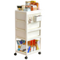 Storage Stroller - 4 layer,  storage for bedroom, living room, kitchen,restroom,Flexible to move, Can put toys, snacks, tools, pet supplies,PP material is safe and durable