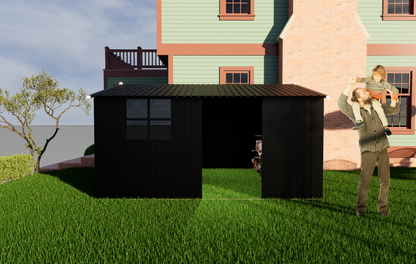 Metal garden sheds 10ftx12ft outdoor storage sheds black with window with sliding door