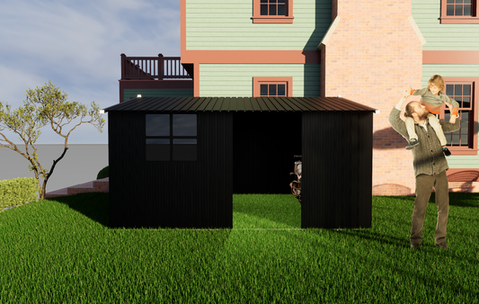 Metal garden sheds 10ftx12ft outdoor storage sheds black with window with sliding door